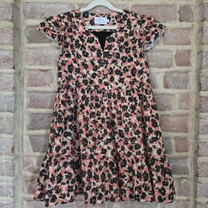 Tanya Taylor Mini Marisol Pink and Black Floral Kids Dress Large